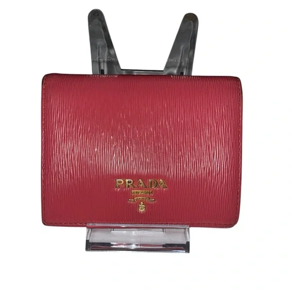 Prada Vitello Move Bi-Fold Pink Saffiano Leather Wallet - Picture 1 of 8
